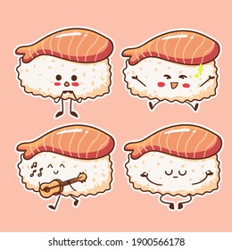 Cute and Kawaii Sushi Character Illustration
