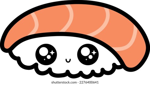 Cute kawaii sushi with cute face