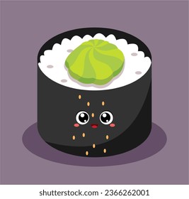 cute kawaii sushi japanese food vector illustration