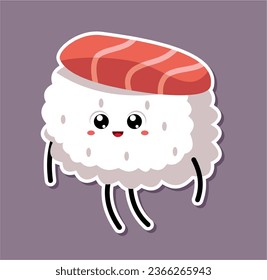 cute kawaii sushi japanese food vector illustration