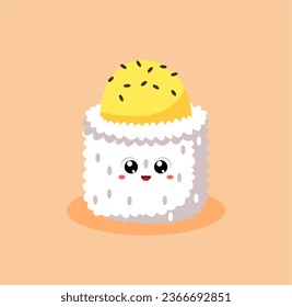 cute kawaii sushi japanese food vector illustration