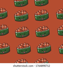 Patrón de sushi kawaii lindo adecuado para imprimir en tela y papel.