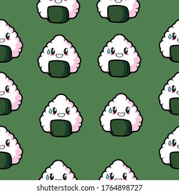 Cute kawaii sushi pattern suitable for printing on fabric and paper.