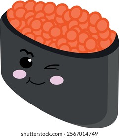 Cute Kawaii Sushi Roll Illustration
