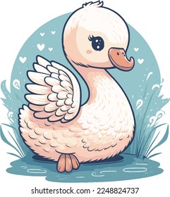 Cute kawaii swan vector image