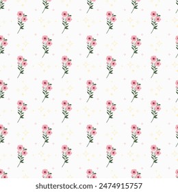 Cute kawaii sweet floral flower pattern background