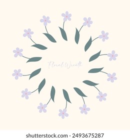 Cute kawaii sweet floral frame wreath vector