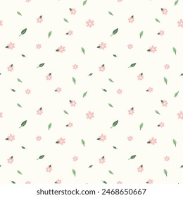 Lindo diseño de fondo de patrón floral dulce kawaii