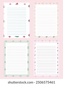 Cute kawaii sweet notepad memo pad and planner scrapbooking elements stickers