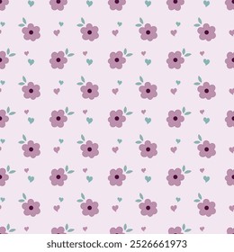 Cute kawaii sweet pastel floral seamless pattern background