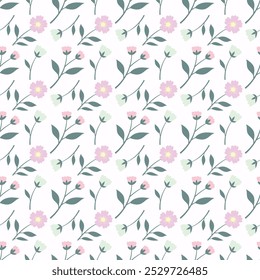 Cute kawaii sweet pastel seamless floral pattern background