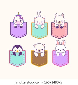 Cute kawaii sweet pocket animals 