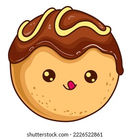 cute and kawaii takoyaki mascot, takoyaki is a food originating from japan.
