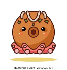 A cute and kawaii takoyaki octopus food vector design illustration