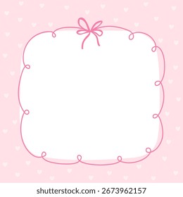Lindo marco de Vector cuadrado de Plantilla kawaii. Dibujado a mano estilo doodle. Perfecto para papelería, pegatinas de diseño para notas, hojas de cuaderno, publicaciones para redes sociales. Paleta pastel