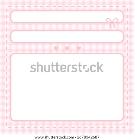 Cute kawaii template square vector frame. Cartoon hand-drawn doodle style. Perfect for stationery, design stickers for notes, notebook sheets, posts for social networks. Pastel palette
