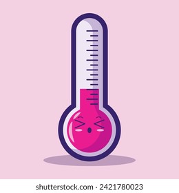 cute kawaii thermometer character cartoon vector icon illustration