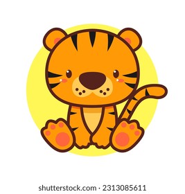 Cute and Kawaii Tiger Cartoon Illustration