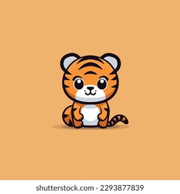 Cute kawaii tiger chibi mascot vector cartoon style