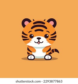 Cute kawaii tiger chibi mascot vector cartoon style