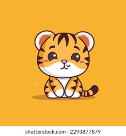 Cute kawaii tiger chibi mascot vector cartoon style