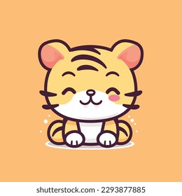 Cute kawaii tiger chibi mascot vector cartoon style