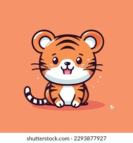 Cute kawaii tiger chibi mascot vector cartoon style