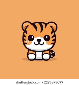 Cute kawaii tiger chibi mascot vector cartoon style