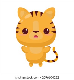 Cute kawaii tiger cub. Cartoon style. Children's illustration. Vector illustration