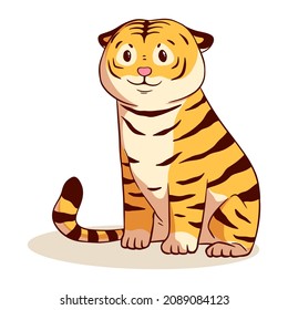 süße oder kawaii-Tiger-Vektorgrafik. Jahr des Tigers 2022