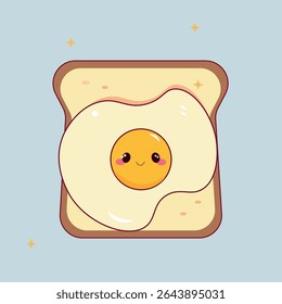 Cute Kawaii Toast with Egg 