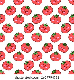 Patrón inconsútil lindo del tomate de Kawaii en el fondo blanco