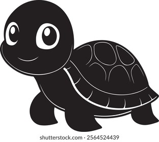 A cute kawaii tortoise silhouette vector and illustration design