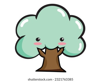 Cute Kawaii Tree Vector ist eine Art Vektorgrafik, die einen Cartoon-Baum mit einem süßen oder kawaii Aussehen aufweist.