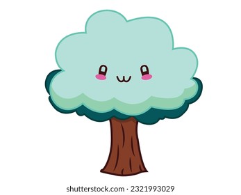 Cute Kawaii Tree Vector is a type of vector graphic that features a cartoon-style tree with a cute or kawaii appearance.