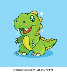 Cute kawaii t-rex dinosaur cartoon character illustration