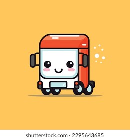 Cute kawaii truck chibi mascot vector cartoon style