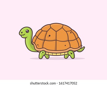 Cute kawaii turtle cartoon illustration