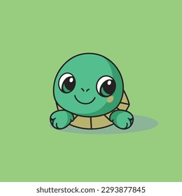 Cute kawaii turtle chibi mascot vector cartoon style