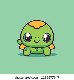 Cute kawaii turtle chibi mascot vector cartoon style