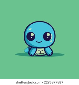 Cute kawaii turtle chibi mascot vector cartoon style