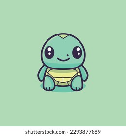 Cute kawaii turtle chibi mascot vector cartoon style