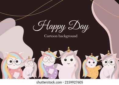 cute kawaii unicorn cartoon template background