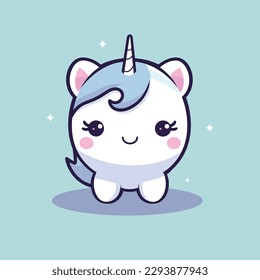 Cute kawaii unicorn chibi mascot vector cartoon style