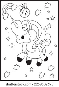 Cute Kawaii Unicorn Coloring Pages