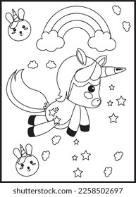 Cute Kawaii Unicorn Coloring Pages