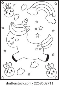 Cute Kawaii Unicorn Coloring Pages