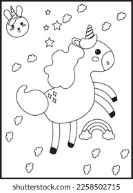 Cute Kawaii Unicorn Coloring Pages