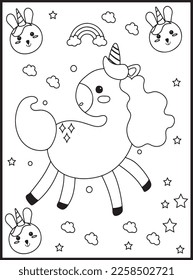 Cute Kawaii Unicorn Coloring Pages