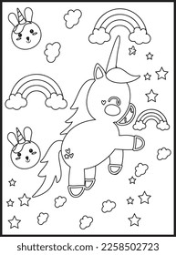 Cute Kawaii Unicorn Coloring Pages